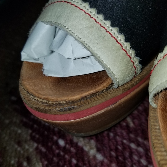 Rare 1950s Wooden Block Platform Heels Hushpuppy sz 10 - Picture 12 of 13